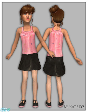 Sims 2 — Pinkies - 3 by katelys — Pink top, white nylons, black skirt.