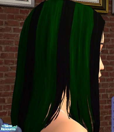 Sims 2 — black n green hair by apemassie — cool goth look