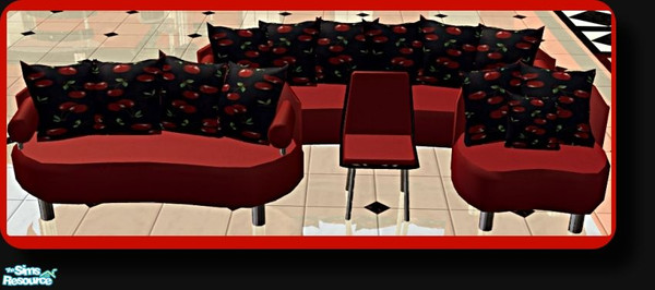 Sims 2 — Italia RC- Black & Cherries-Red  Armchair by mom_of2boyz — Also requested by mrscrockett01, this set is