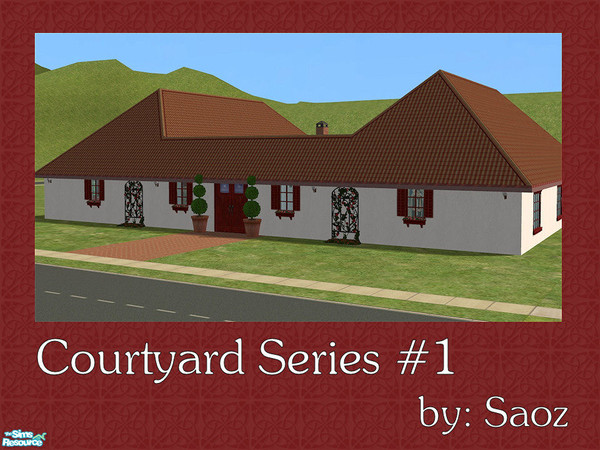 Sims 2 — Courtyard Series #1 by Saoz — Courtyard living has come to the Sims. This charming home is fully furnished and