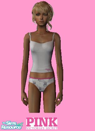 The Sims Resource - Victoria Secrets Pink Teen Sexy Underwear and Tank Top  Set