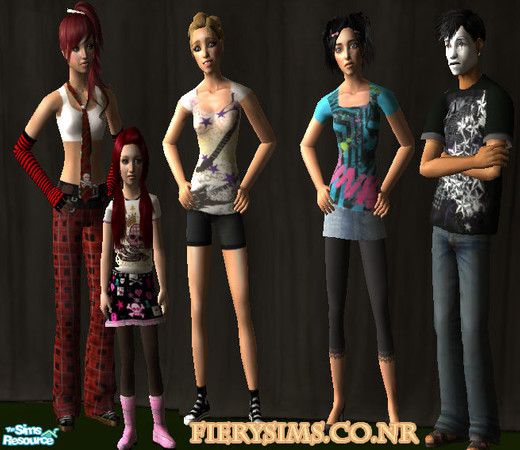 Sims 2 — Sexy Punk / Goth Teen & Children Outfits by vikachue — Enjoy this set of cute teen and children clothing.