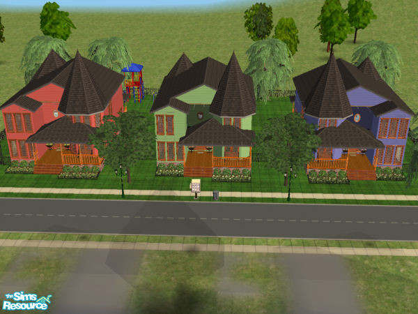 Sims 2 — Victorian House Apts by robbyngirl — Three small Victorian house to rent. Three bedroom and Two and half baths