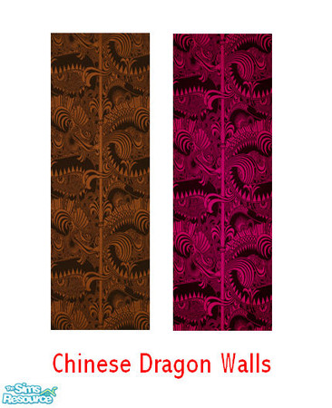 Sims 2 — Chinese Dragon Wallpaper by thekewlestnerd — Two colors to choose from!