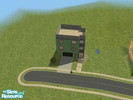 Sims 2 — Modern Column House 3 by sbell95 — Set on a slope, this is the third house in the set. Green on the exterior,
