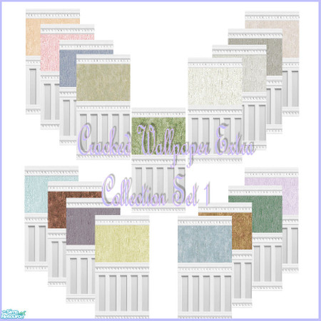 Sims 2 — Cracked Wallpaper Extra Set 1 by robbyngirl — My cracked wallpaper is extra special with these fancy borders and