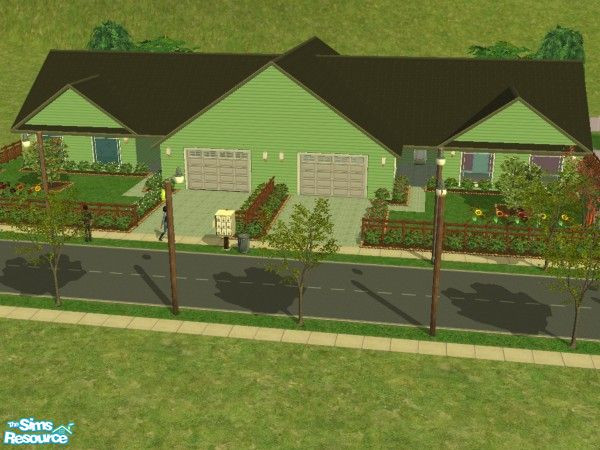 Sims 2 — Sunset Dr. by squeakers — 2 2 bedroom and 1 bathroom duplex homes, Comes with large garage, fenced backyard,