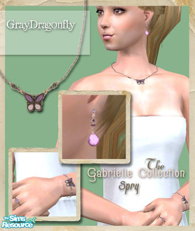 Sims 2 — The Gabrielle Collection - Spry by GrayDragonfly — Full jewelry set includes earrings, a necklace, a bracelet,