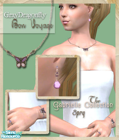 Sims 2 — The Gabrielle Collection (BV) - Spry by GrayDragonfly — Full jewelry set includes earrings, a necklace, a