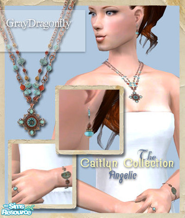 Sims 2 — The Caitlyn Collection - Angelic by GrayDragonfly — Full jewelry set includes earrings, a necklace, a bracelet,