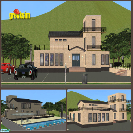 Sims 2 — grks singles by greeksim — The perfect house for your bachelor sim... Top floor: bedroom with a bar and a hot