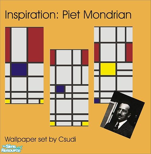 The Sims Resource Piet Mondrian Wallpaper Set By Csudi
