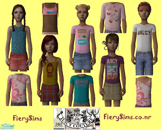 Sims 2 — Juicy Couture Pink Child Top Shirts by vikachue — I hope you enjoy this set of Juicy Couture Child Shirts /