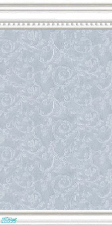 Sims 2 — jsf2CBCashBlueScrolls by jsf — Cottage beaded mouldings hold softly textured, feathery blue scrolled wallpaper