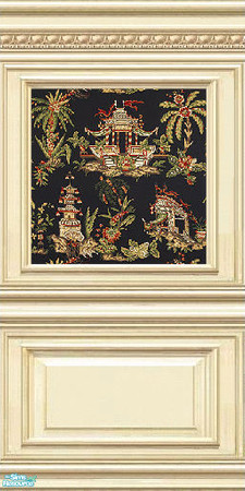 Sims 2 — jsf2PLEPNeedlepoint2 by jsf — ParkLane panels embellished with egg and rope detail hold a needlepointed tapestry