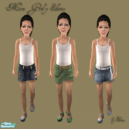 Sims 2 — More Girly Skirts! by Elena. — Since all girls love skirts, this set is all about them. Two denim skirts and one