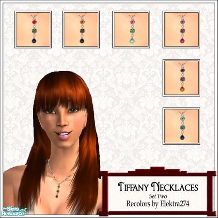Sims 2 — Tiffany Necklace, Set 2 by elektra274 — A collection of 10 multi-gemstone necklaces.