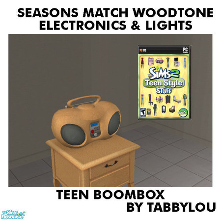 Sims 2 — TL - SM Woodtone Electronics+Lights TeenBoomBox by TabbyLou — Tune Jammy Blammer BoomBox Recolor of Electronics