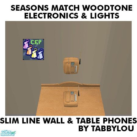 Sims 2 — TL - SM Woodtone Electronics+Lights SlimLinePhones by TabbyLou — Slim Line Phones (Wall & Table Top) Recolor