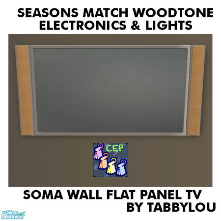 Sims 2 — TL - SM Woodtone Electronics+Lights SomaWallTV by TabbyLou — Soma \'Wall-Eye\' Large Screen Flat-Panel