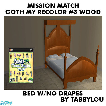 Sims 2 — TL - MM Goth Style Bed+NoDrape Recolor03Wd by TabbyLou — Side By Side Double Bed - Original Recolor #3 Wood
