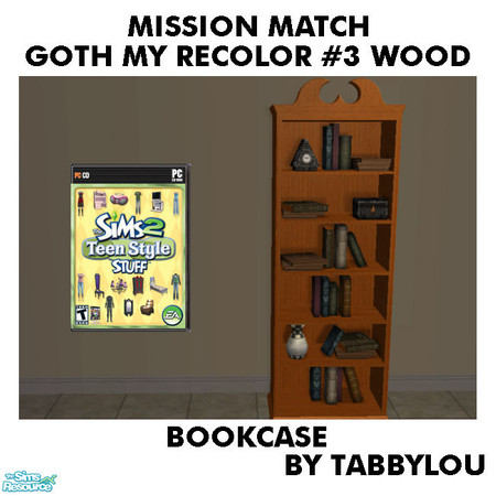 Sims 2 — TL - MM Goth Style BookCase Recolor03Wd by TabbyLou — Higher Education BookCase - Original Recolor #3 Wood