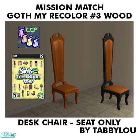 Sims 2 — TL - MM Goth Style DeskChairSeat Recolor03Wd by TabbyLou — Seat of High Back Terror Seat ONLY (cushions/fabric)