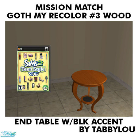 Sims 2 — TL - MM Goth Style EndTable Recolor03BlkWd by TabbyLou — PatchWork EndTable - Original Recolor #3 Wood with