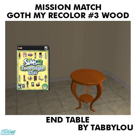 Sims 2 — TL - MM Goth Style EndTable Recolor03AllWd by TabbyLou — PatchWork EndTable - Original Recolor #3 Wood with