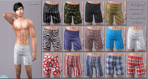 Sims 2 — Boxer Shorts - For Adults & YA & Elders by sosliliom — Include in the set: fourteen different textures.