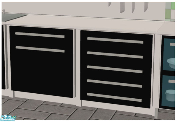 Sims 2 — Constance Kitchen Black & White - Counter 1 by Elize-37sims — Includes 2 counters one with drawers and one