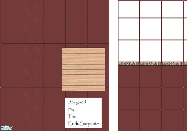 Sims 2 — Modern Japanese Wall & Floor Set by eriduserpent — Three different walls to choose from and a wood/deco