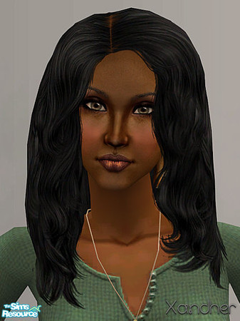 Sims 2 — Panache Hair  - Black by Xandher — A retexture of Marko\'s Downtown hair mesh, this style is made up of soft,