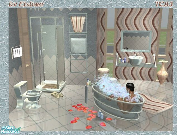 Sims 2 — AmvE Blues Glass Bathroom TC83 by Eisbaerbonzo — AmvE Glass Bathroom in blue steel and blue glass with some wavy