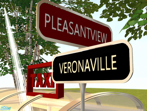 Sims 2 — Taxi Station - street sign by kibanahnah — new mesh!Just follow the directions to the destination of your