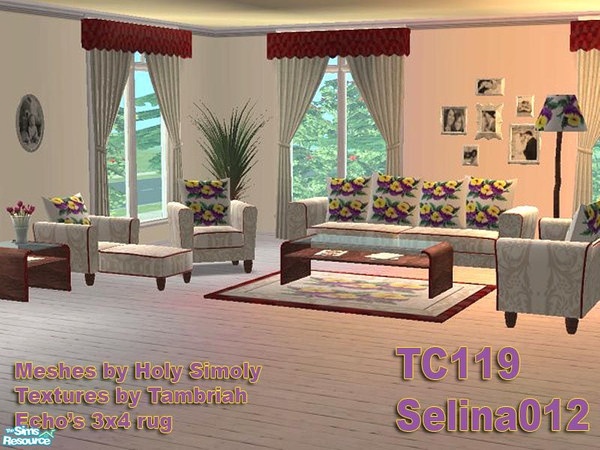 Sims 2 — TC119 Living Room by selina012 — Made for the texture challenge 119. Textures by Tambriah. Meshes by Holy