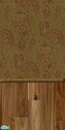 Sims 2 — tams tc 121 set 1 - Tams Wall For Tc 121-1 by tambriah — floral top with wood bottom & brown patterned chair