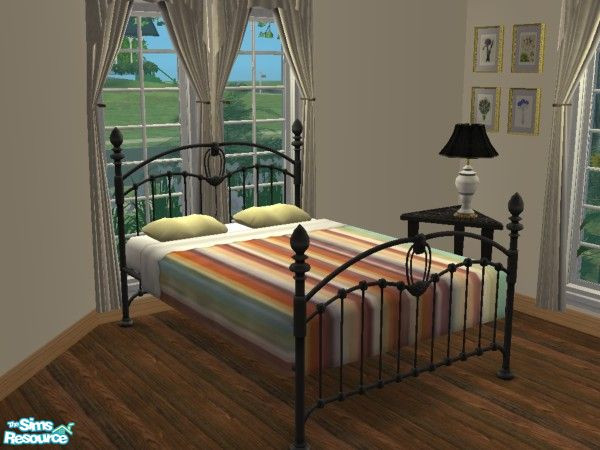 Sims 2 — MFG Bedding - Sunset Stripes by mightyfaithgirl — Orange multi colored bedding in a sunset hue