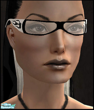 Sims 2 — GLASSES SET : FLAMES > WHITE by KalmanKukka — Two various themes. Original mesh (XMS_Flora_Acc003_Mesh) is