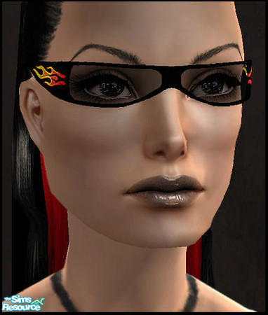 Sims 2 — GLASSES SET : FLAMES > BLACK by KalmanKukka — Two various themes. Original mesh (XMS_Flora_Acc003_Mesh) is