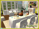 Sims 2 — Adagio dining by kibanahnah — new mesh set.An elegant dining room in white and golden. Includes 41 new files
