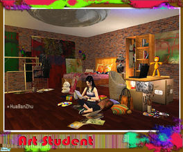 Sims 2 — Art Student by huabanzhu — Bedroom set,inspired by my own room with 19 new meshes and 1 recolour.All the meshes