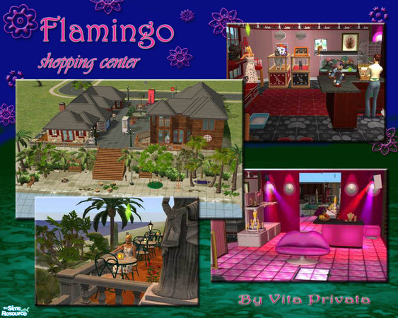 Sims 2 — FLAMINGO shopping center by VitaPrivata — This off shore shopping center includes an Italian restaurant, Sport