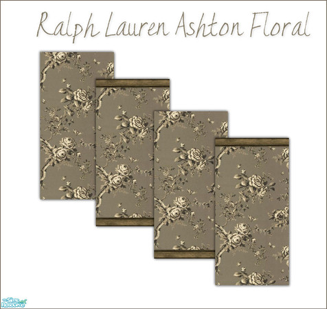 Sims 2 — RL Ashton Floral Walls by ~Monica~ — A set of four walls inspired by the Ralph Lauren Ashton Floral collection.