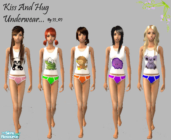 Sims 2 — Kiss And Hug Underwear by jj_dj — The most adorable underwear in the world... Kiss and Hug xoxo