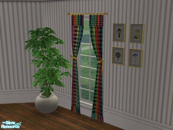 Sims 2 — MFG Cornerstone Curtain Set #5 - Bright Circles by mightyfaithgirl — Bright circle patterned recolor of Maxis
