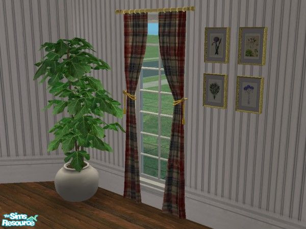 Sims 2 — MFG Cornerstone Curtain Set #5 - Colonial Plaid by mightyfaithgirl — Red and blue plaid patterned recolor of