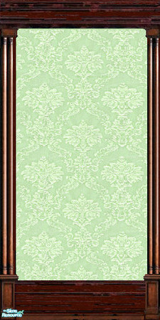 Sims 2 — jsf2VintageCharmPanelMintDamask by jsf — A darkwood pillared panel with a wider base and mint damask inset was