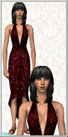 Sims 2 — Batik Halter Dresses, Set 2 - 05 by elektra274 — 5 of 10 dresses featuring a batik pattern.