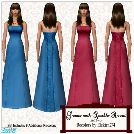 Sims 2 — Gowns with Sparkle Accent, Set 2 by elektra274 — A collection of 11 gowns with a sparkling accent.